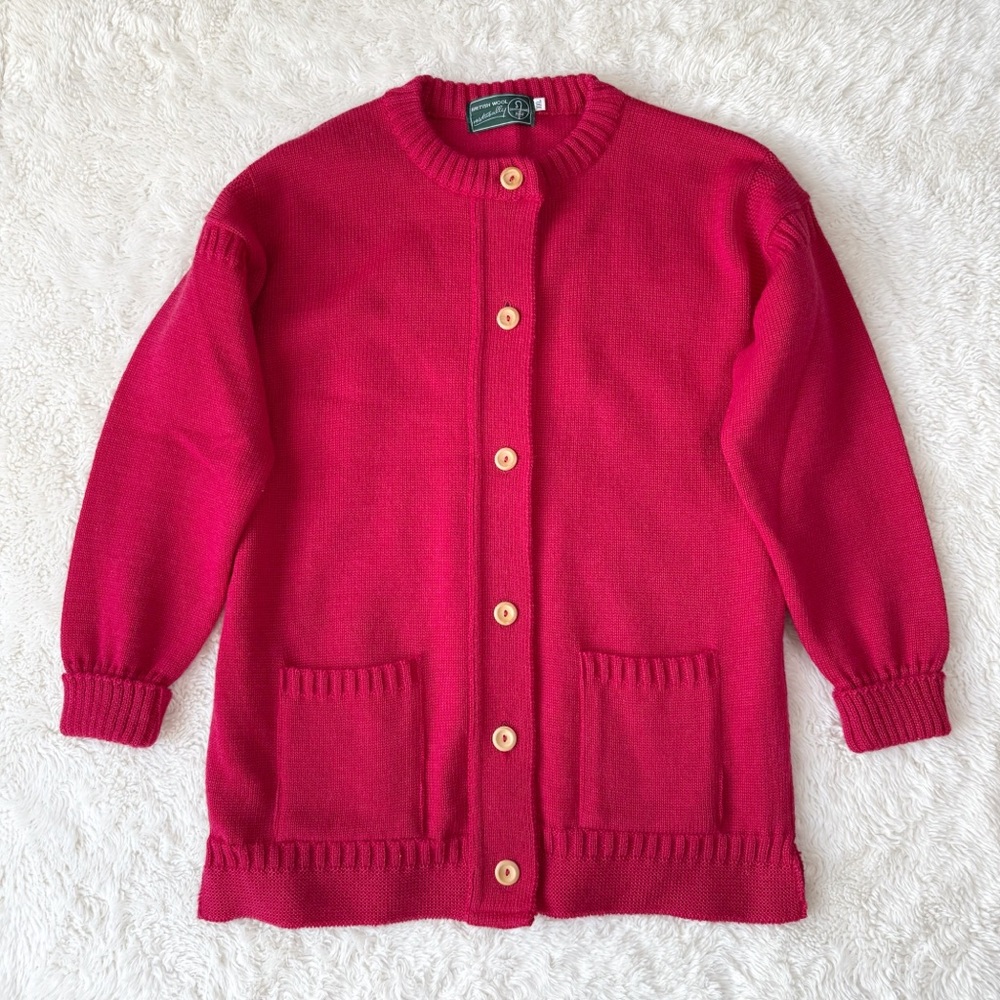Classic Women's Crewneck Cardigan - Red